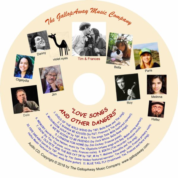 "Love Songs And Other Dangers" CD label with performers' pictures